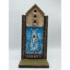 Vintage Folk Art Cat Wall Shelf Wooden Farmhouse Schifferl Midwest Cannon Falls
